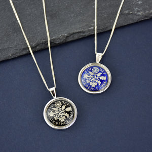 Sixpence Enamel Coin Necklace