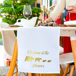 Personalised Christmas Polar Bear Family Table Runner