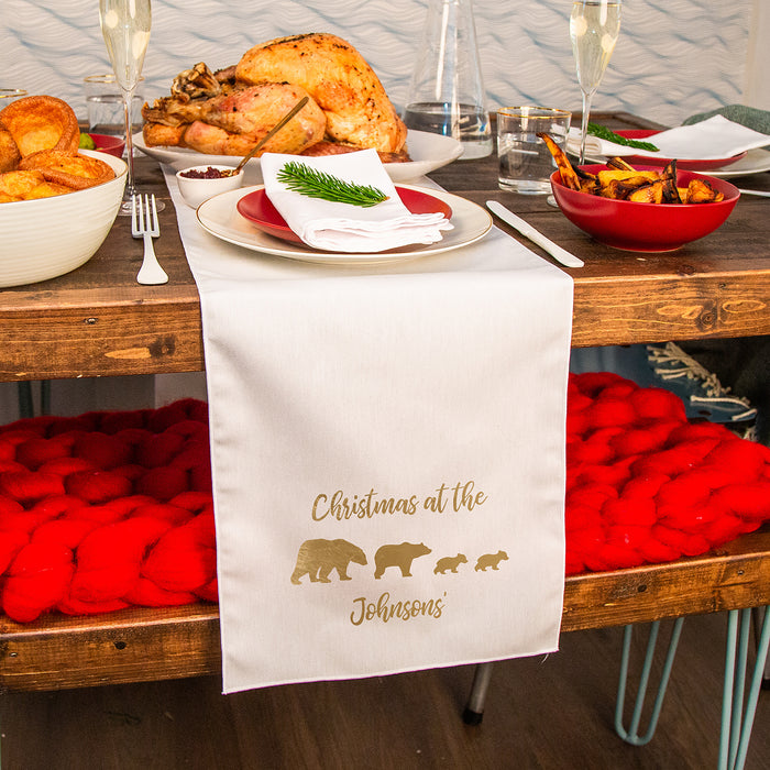 Personalised Polar Bear Family Christmas Table Runner
