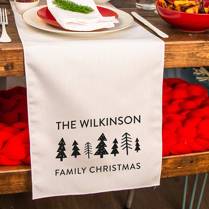 Personalised Scandi Trees Christmas Table Runner