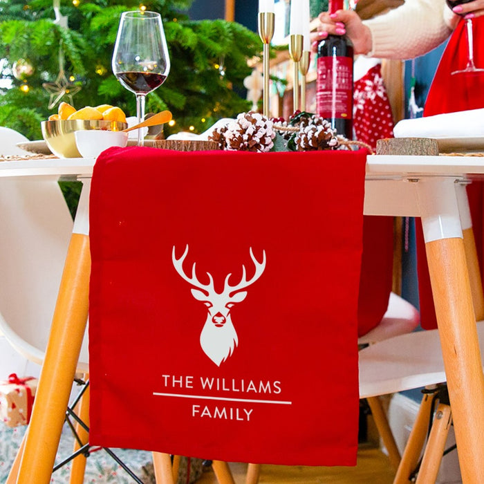 Personalised Stag Head Christmas Table Runner