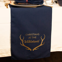 'Christmas at the' Personalised Antlers Christmas Table Runner