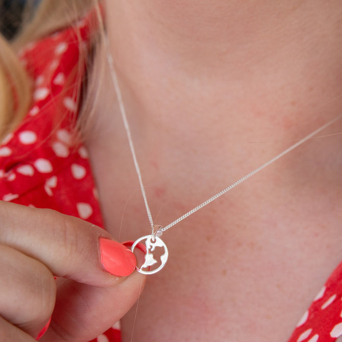 You're My World Sterling Silver Globe Necklace
