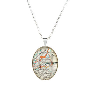 Map Personalised Pendant Necklace Oval