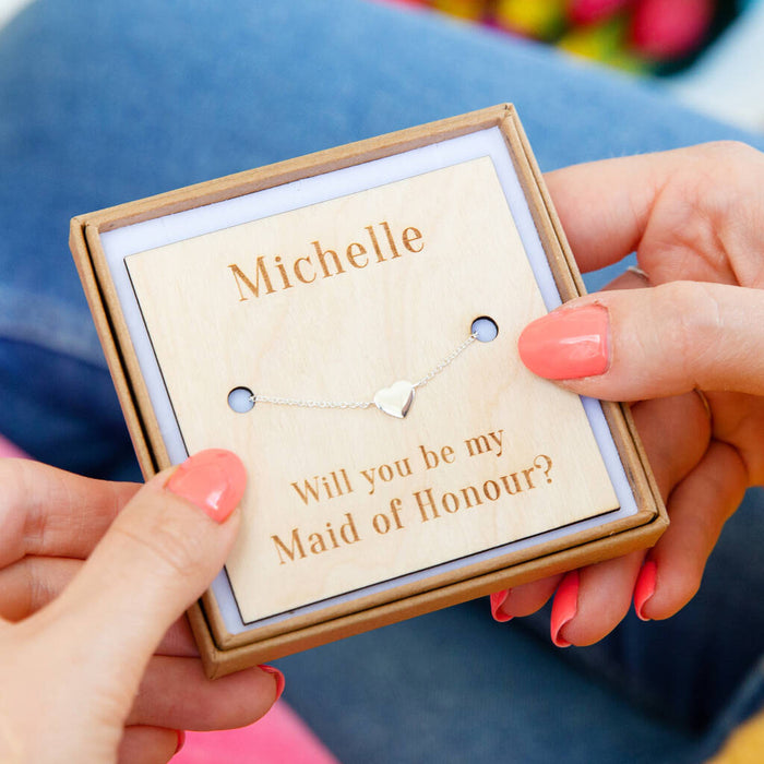Be My Maid Of Honour Personalised Heart Bracelet