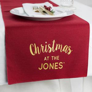 Christmas At The' Personalised Surname Table Runner