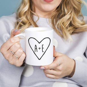 Monogram Heart Couples Initials Personalised Mug