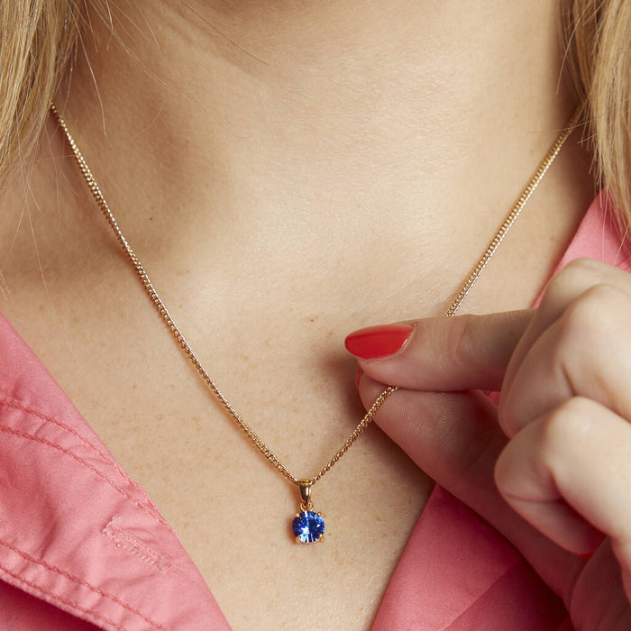 Gold Plated September Sapphire Birthstone Necklace