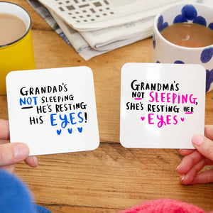 Grandma and Grandpa' Not Sleeping Coaster Set