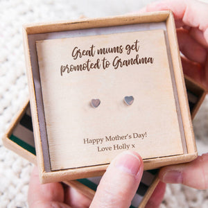 Great Mums Get Promoted To To Grandma' Heart Earrings