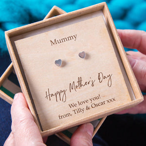 Happy Mother's Day' Personalised Heart Earrings