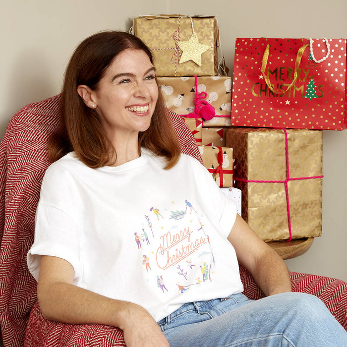 Merry Christmas Retro Festive Scene Christmas T Shirt