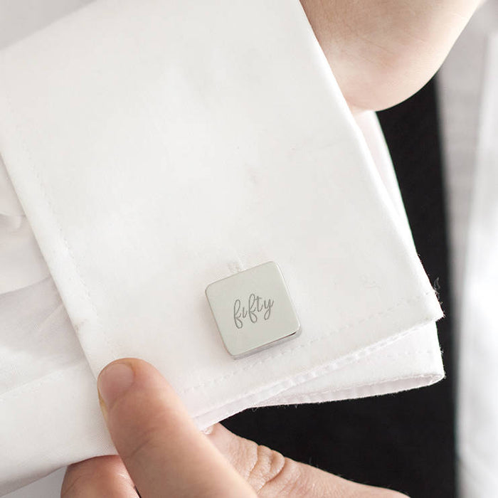 Written Birthday Personalised Square Cufflinks