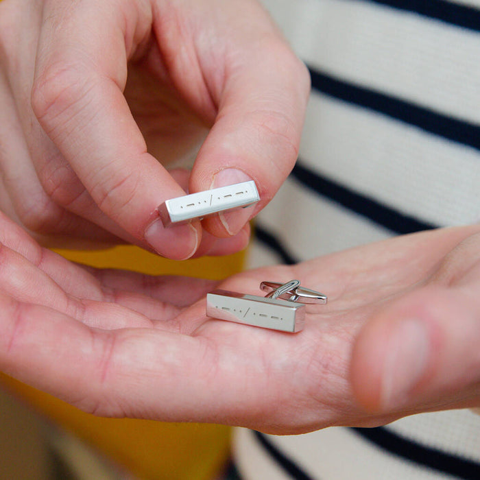 Morse Code Secret Personalised Initial Bar Cufflinks