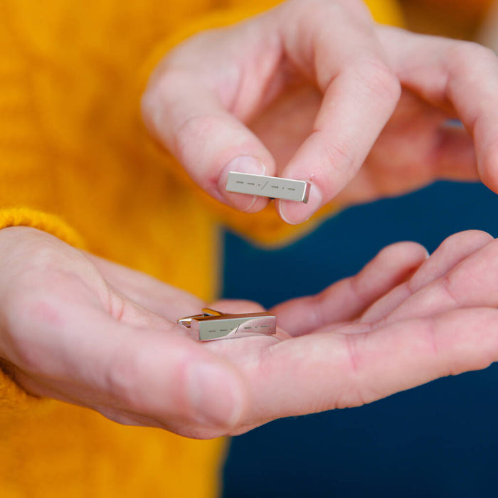 Morse Code Secret Personalised Initial Bar Cufflinks
