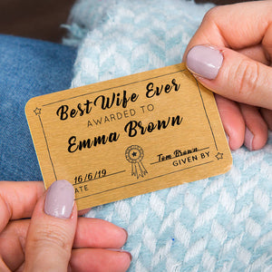 Personalised Best Wife Ever Purse Card