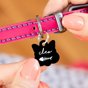 Personalised Cat Face Paw Print Cat ID Tag