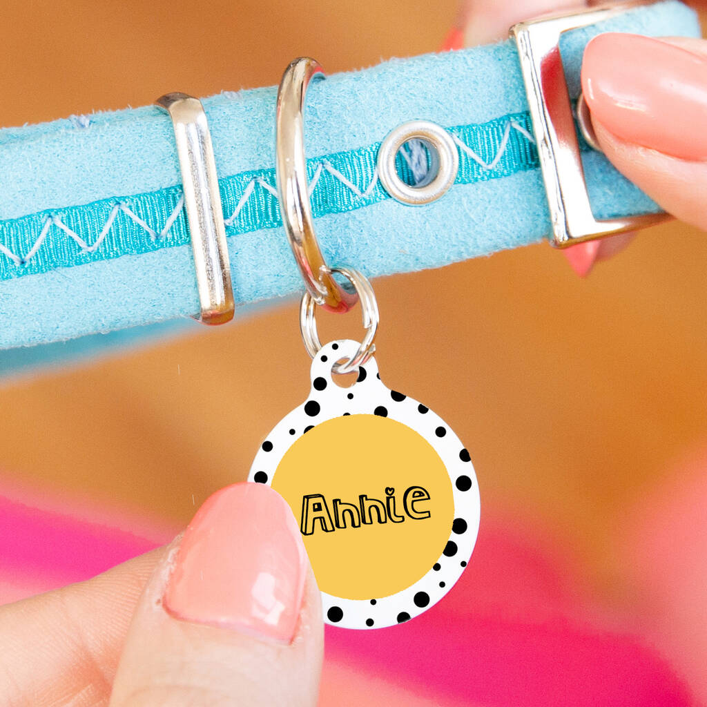 Personalised Circle Black Spot Pet ID Tag