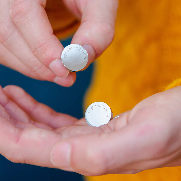 Personalised Coordinates Circle Disc Cufflinks