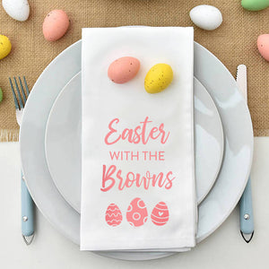 Personalised 'Easter With The' Egg Wreath Napkin