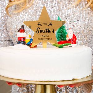 Personalised 'Family Christmas' gold star cake topper