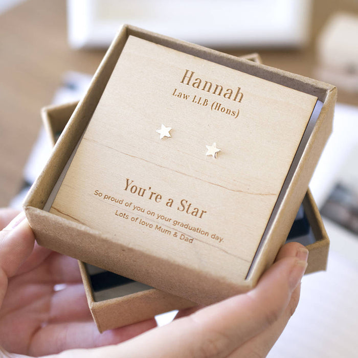 Personalised Graduation 'You're A Star' Stud Earrings