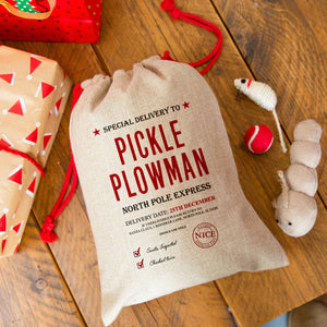 Personalised North Pole Express Pet Sack