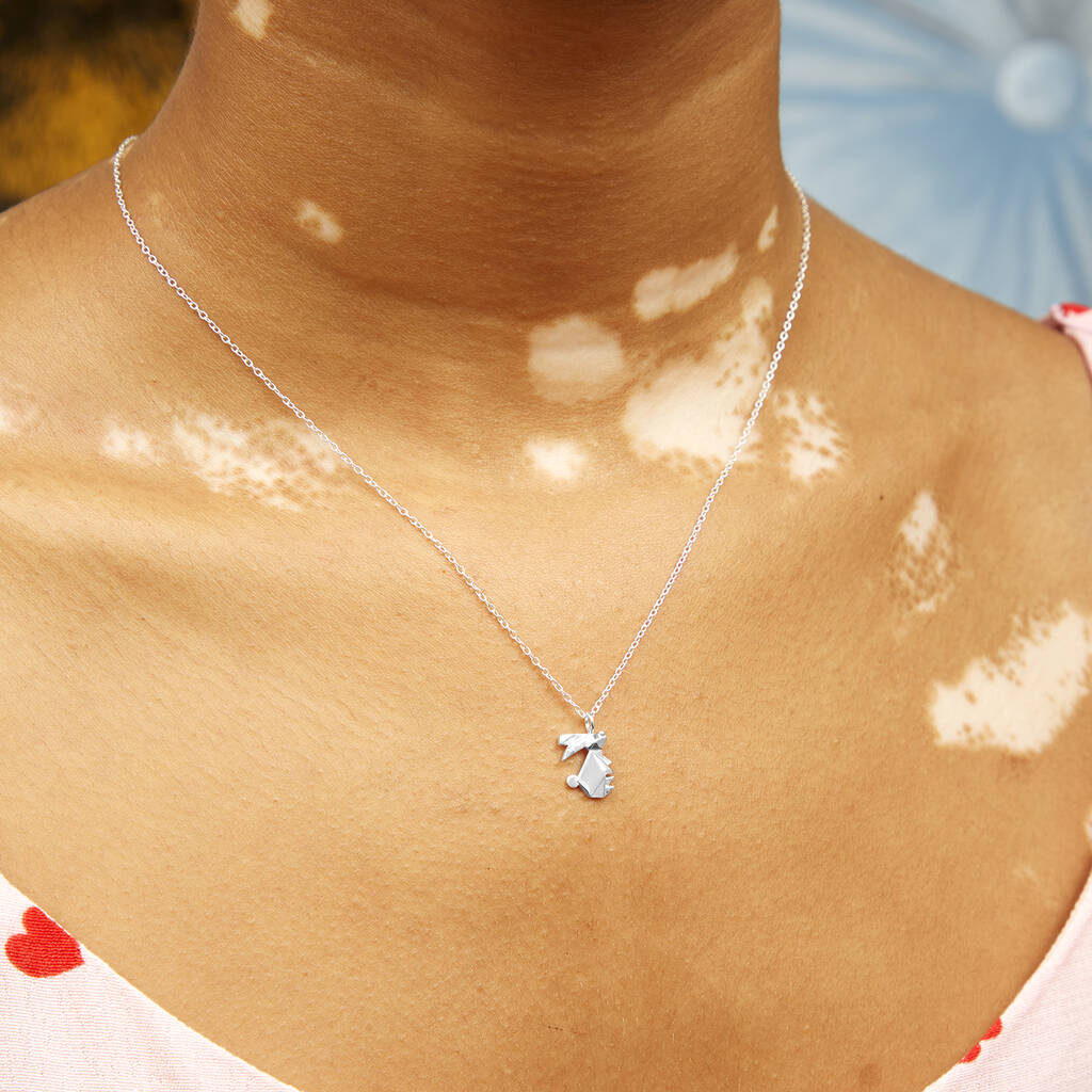 Sterling Silver Origami Rabbit Necklace