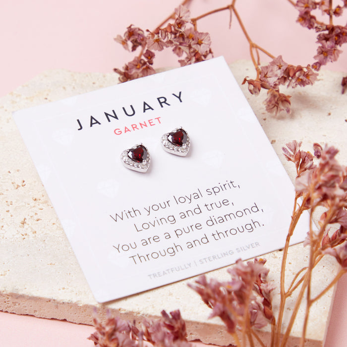 January Birthstone Earrings Garnet