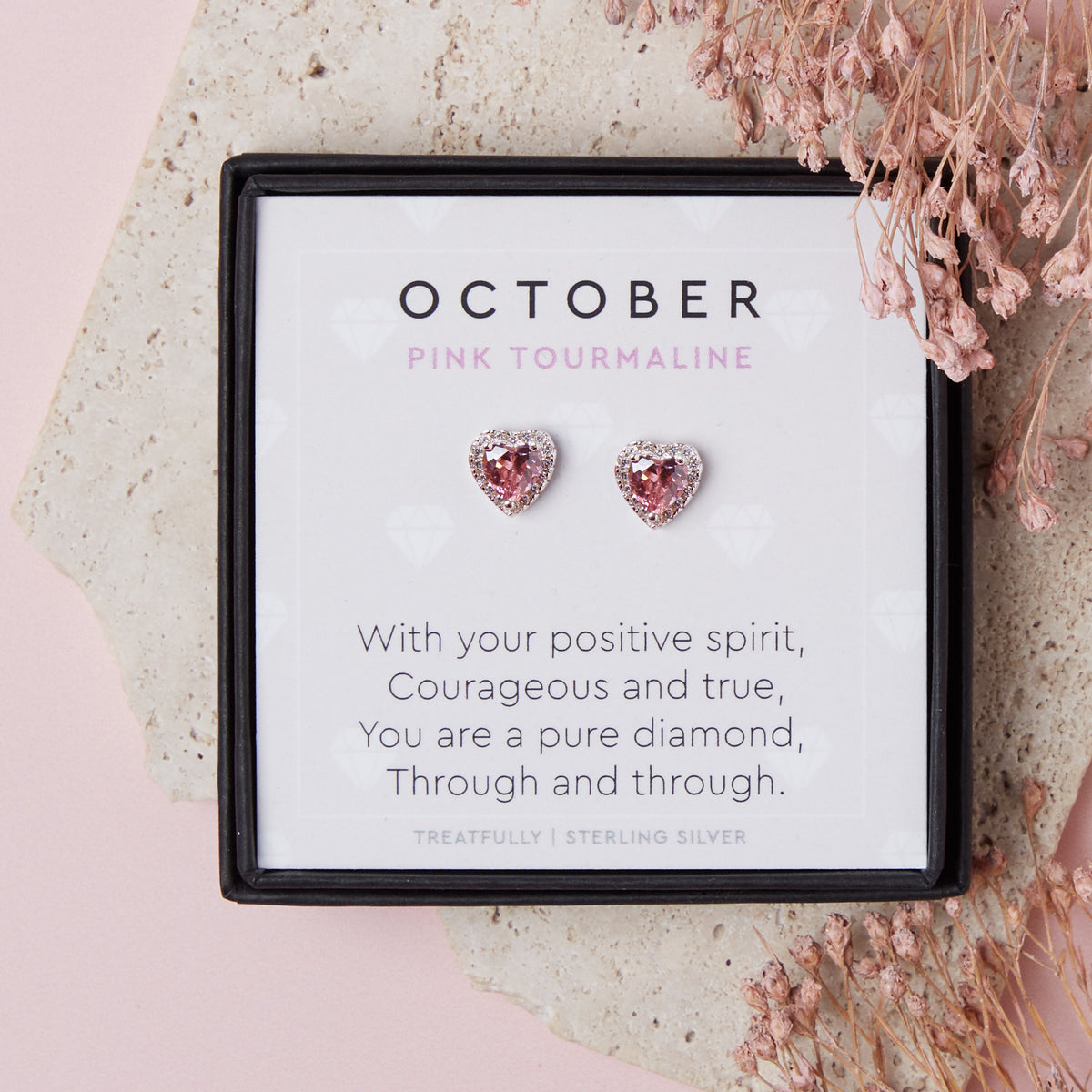 October Birthstone Earrings Pink Tourmaline