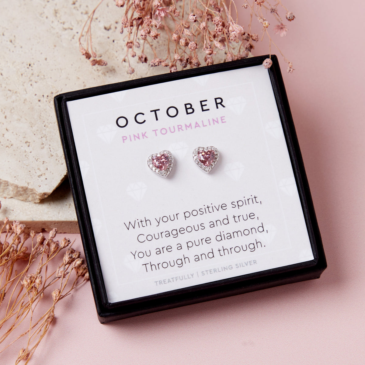 October Birthstone Earrings Pink Tourmaline