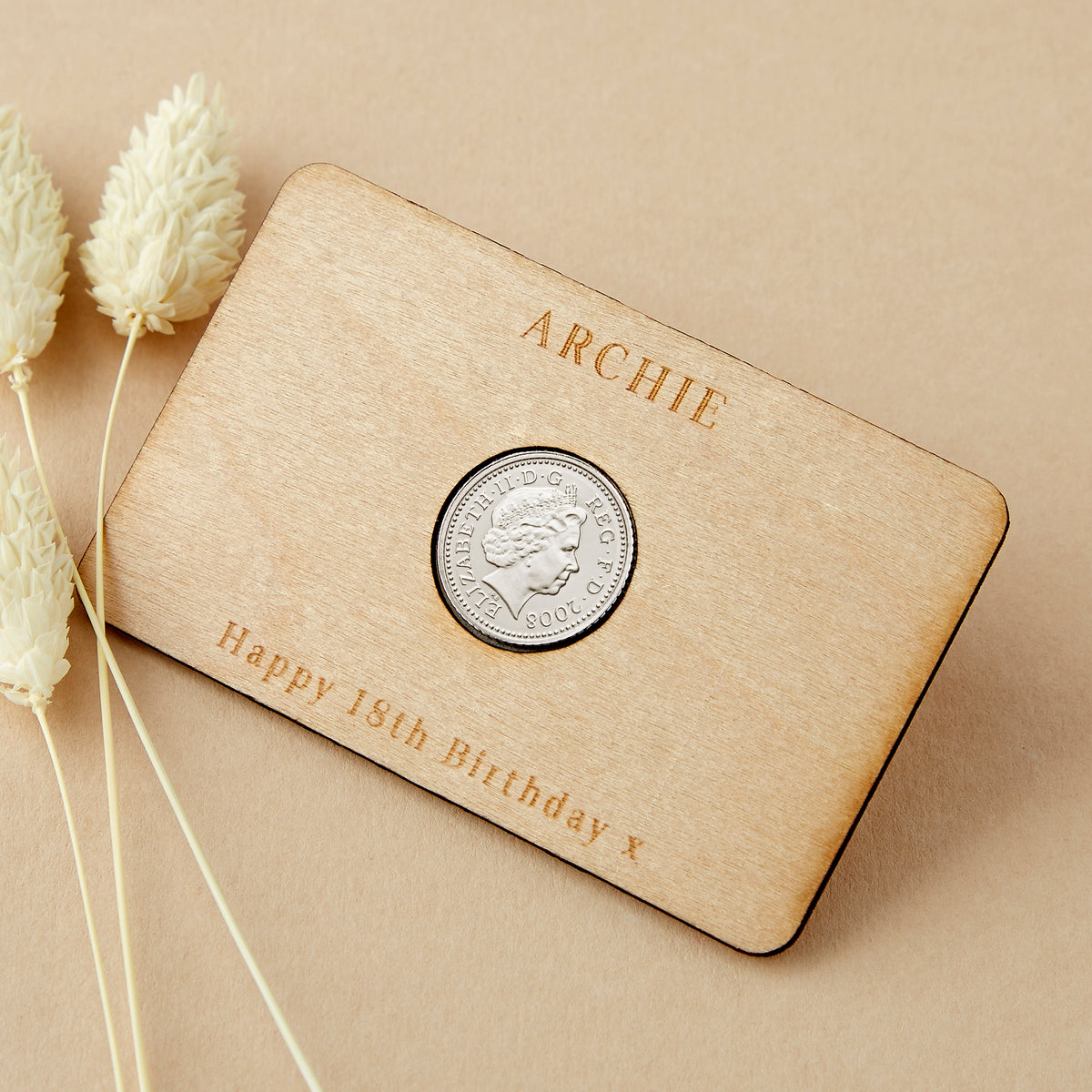 18th Birthday 2008 Five Pence Personalised Wallet Card