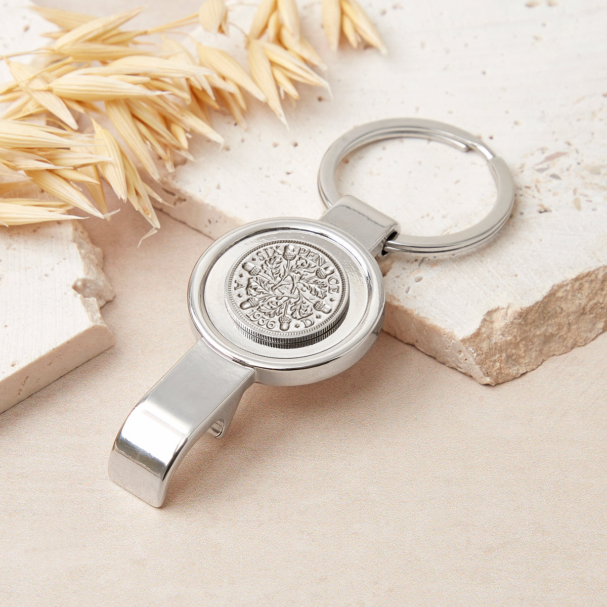 90th Birthday 1936 Sixpence Bottle Opener Keyring