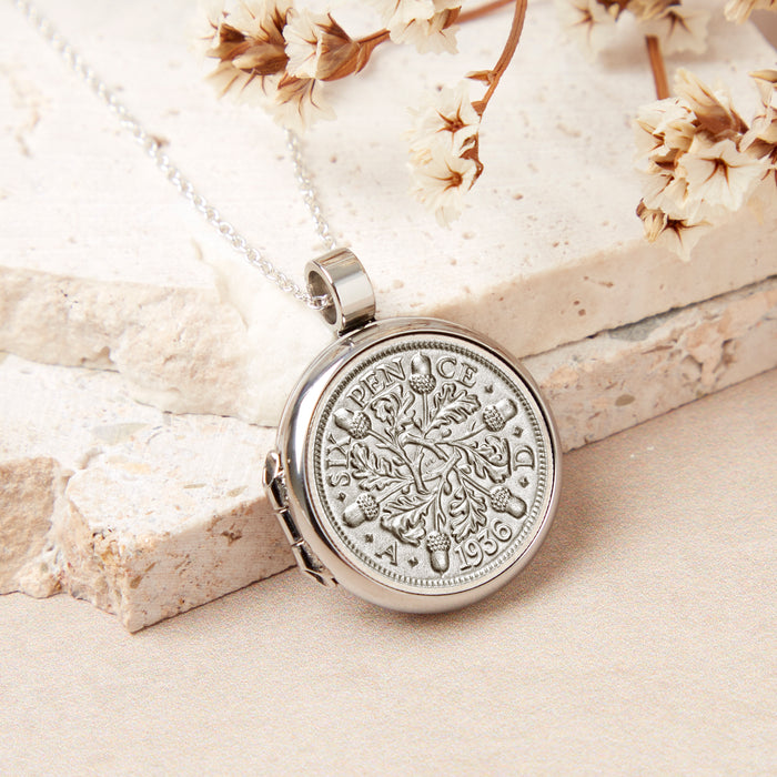 90th Birthday 1936 Sixpence Locket Necklace