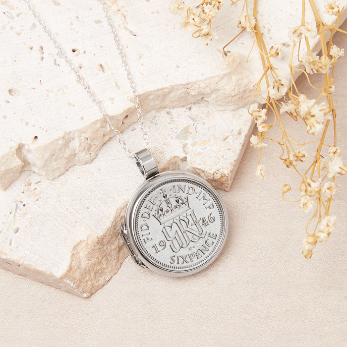 80th Birthday 1946 Sixpence Locket Necklace