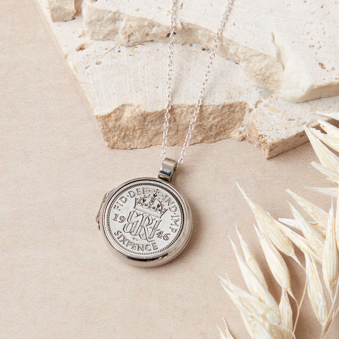 80th Birthday 1946 Sixpence Locket Necklace