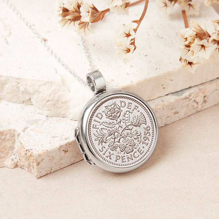 70th Birthday 1956 Sixpence Locket Necklace