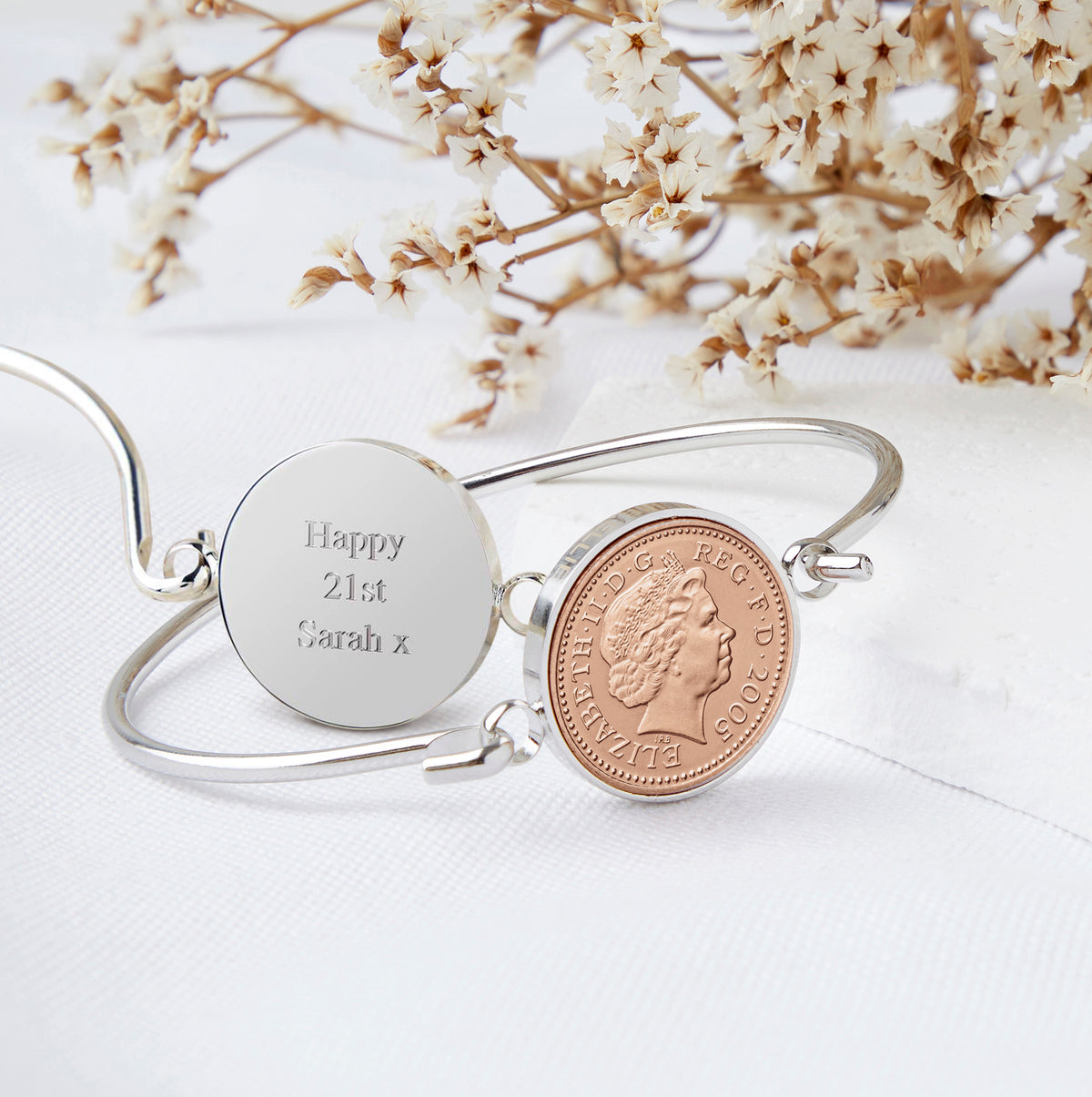 21st Birthday 2005 Penny Coin Bangle Bracelet