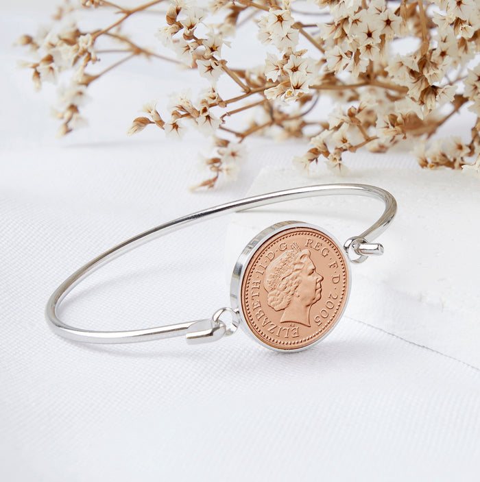 21st Birthday 2005 Penny Coin Bangle Bracelet