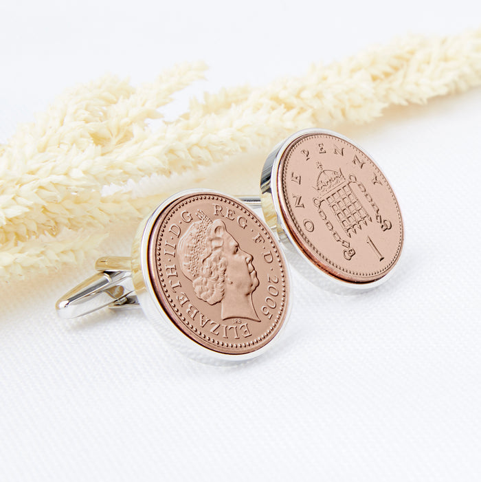21st Birthday 2005 Penny Coin Cufflinks