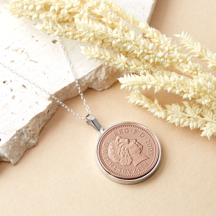 21st Birthday 2005 Penny Coin Pendant Necklace