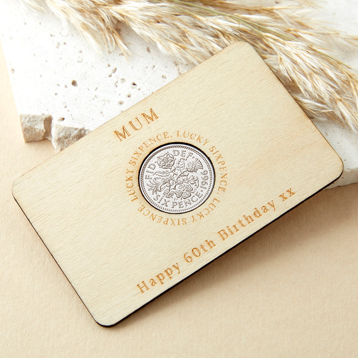 60th Birthday 1966 Sixpence Personalised Wallet Card
