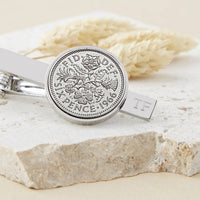 60th Birthday 1966 Sixpence Year Coin Tie Clip