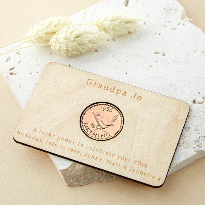70th Birthday 1956 Farthing Personalised Wallet Card