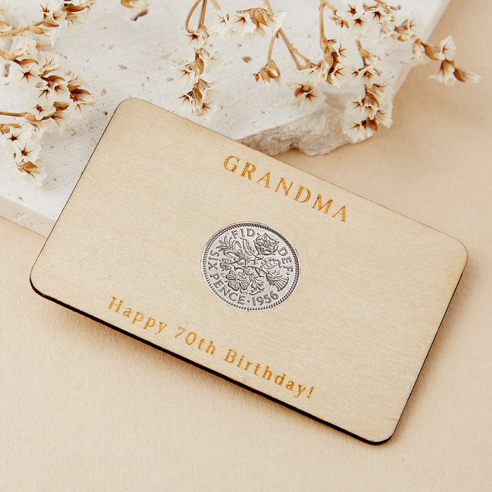 70th Birthday 1956 Sixpence Personalised Wallet Card