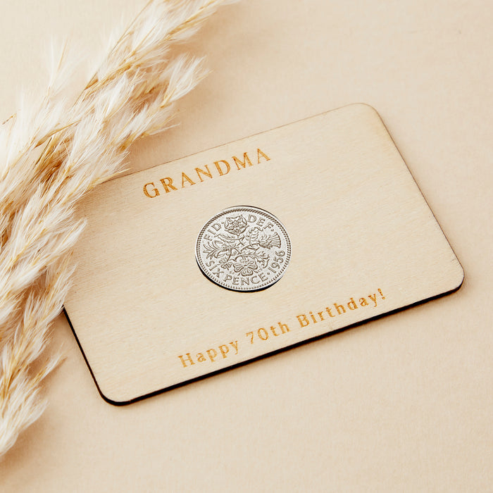 70th Birthday 1956 Sixpence Personalised Wallet Card