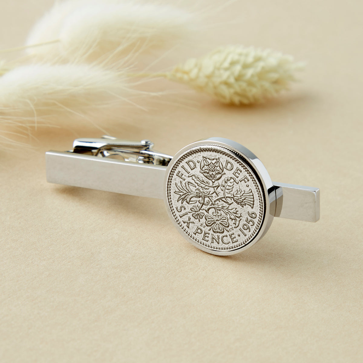 70th Birthday 1956 Sixpence Year Coin Tie Clip