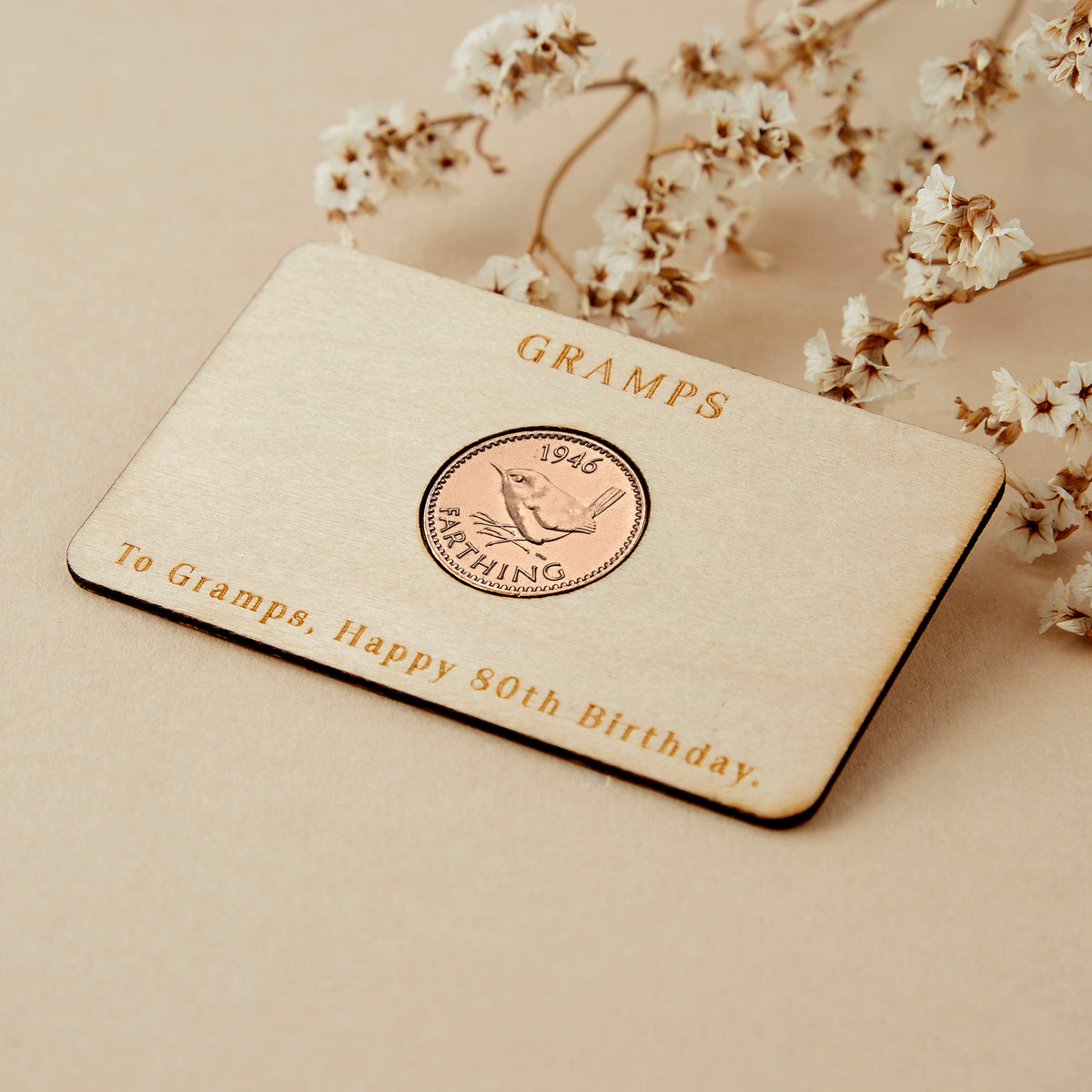 80th Birthday 1946 Farthing Personalised Wallet Card