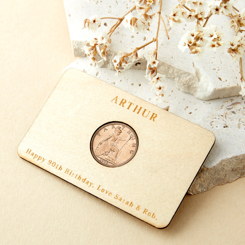 90th Birthday 1935 Farthing Personalised Wallet Card