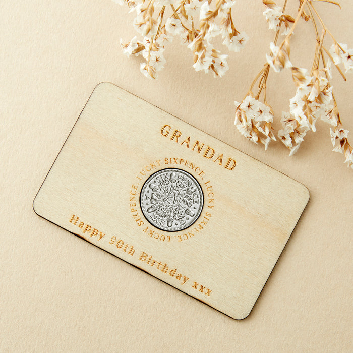 90th Birthday 1935 Sixpence Personalised Wallet Card